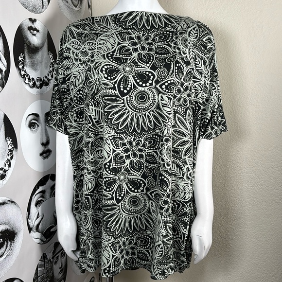 Bryn Walker Green & Black Relaxed Fit Tunic Top, Sz S, USA Made! New With Tags - Picture 2 of 11